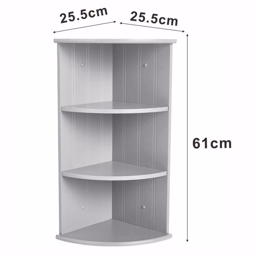 Kelvenix Grey 3 Tier Corner Shelf Unit Organiser Rack W/D/H: 25.5 x 25.5 x 61.0 cm – 2