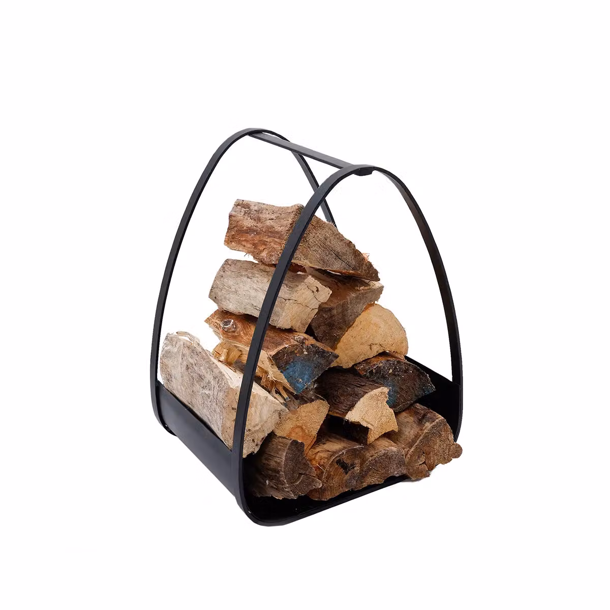 Charles Bentley Larch Log Holder with Solid Metal Base in Matte Black Finish – 4