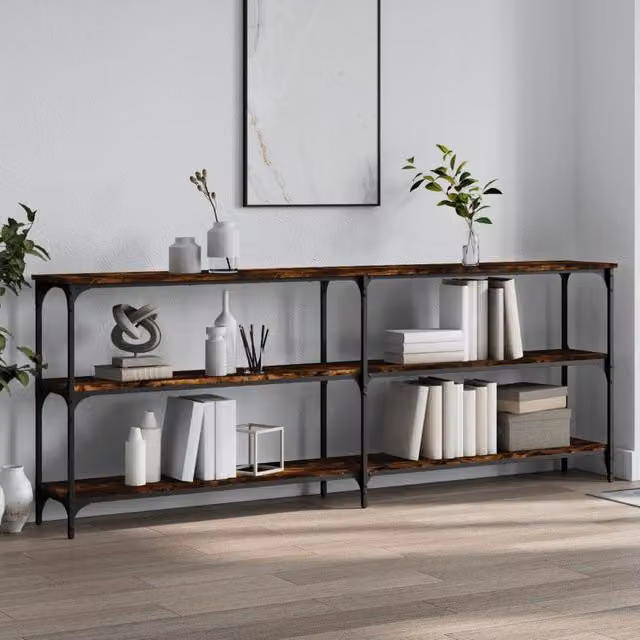 Berkfield Home Smoked Oak Console Table in Brown, W/D/H: 200 x 29 x 75 cm – 1
