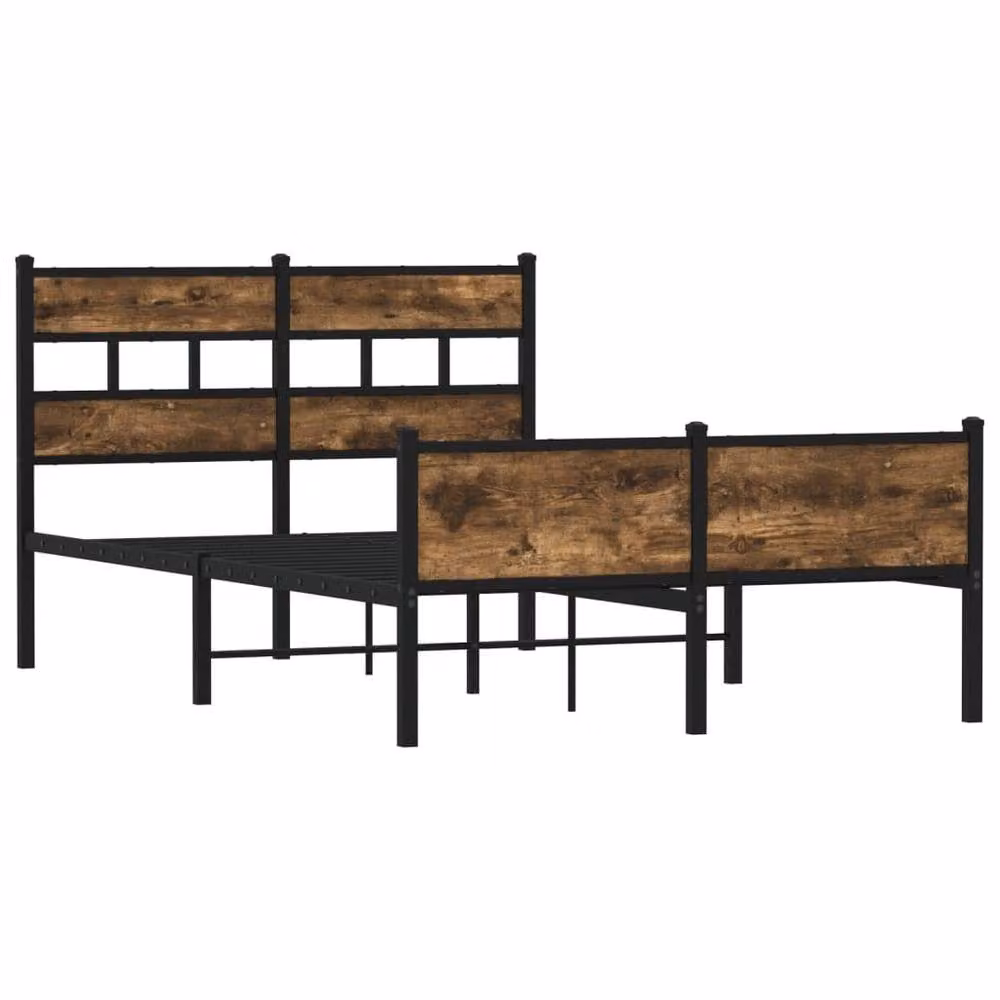 Berkfield Home Small Double Bed Frame in Smoked Oak and Brown, W/D/H: 120 x 200 cm – 3