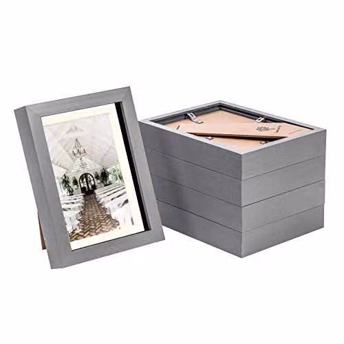 Nicola Spring Grey 3D Shadow Box Photo Frames, Pack of 5, W/H: 20 x 15 cm