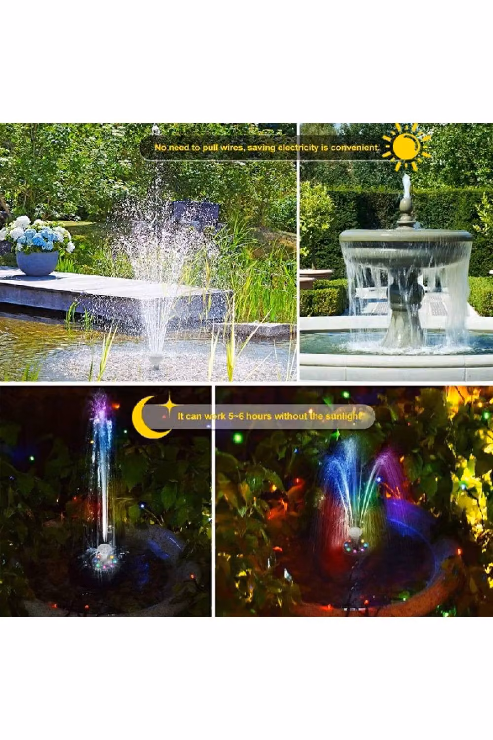 KDMD 7W Solar Powered Fountain Pump with RGB Multicolour LED and 11 Nozzles – 6