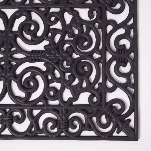 Homescapes Black Wrought Iron Effect Rubber Doormat, W/D: 70 x 45 cm – 2