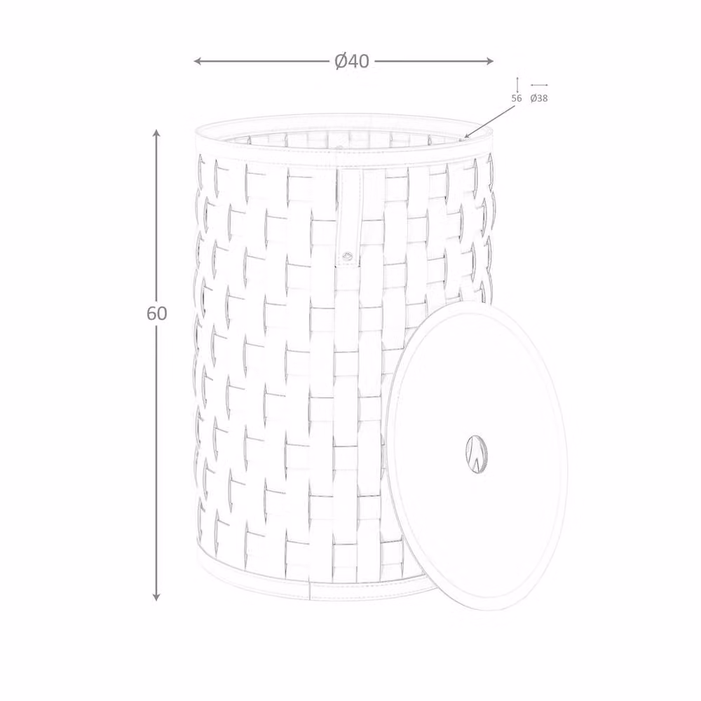 Angel Cerda Sand Regenerated Leather Cylindrical Storage Basket with Lid and Handles in Sand, W: 40 cm, H: 60 cm – 4