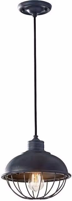 Netlighting Urban Renewal Industrial 1 Light Ceiling Pendant in Grey Antique Forged Iron with E27 Socket