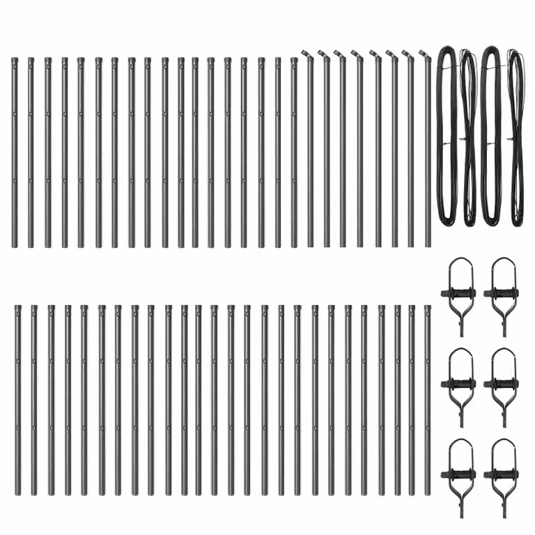 Berkfield Home 52 Piece Grey Galvanised Steel Round Fence Posts, H: 80 cm, Diameter: 32 mm