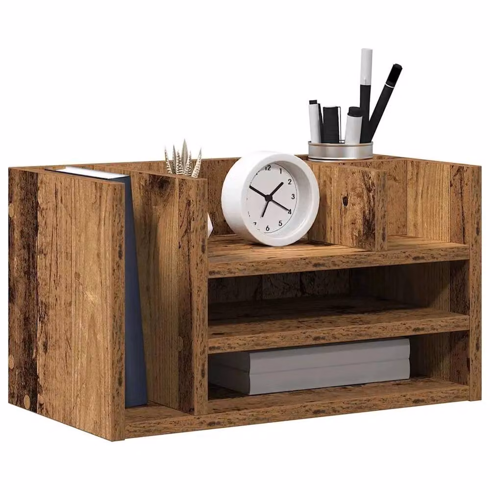 EONLION Desk Organiser in Brown Old Wood, Width: 100 cm – 3
