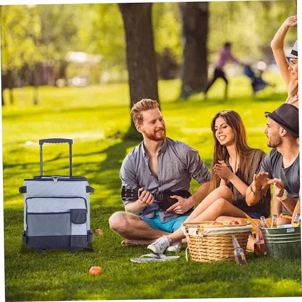 FLAVORA 43L Wheeled Rolling Leakproof Cooler Bag with Pull Rod in Grey – 4