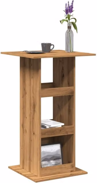 Berkfield Home Bar Table with Storage in Artisan Oak Brown, W/D/H: 60 x 60 x 102 cm
