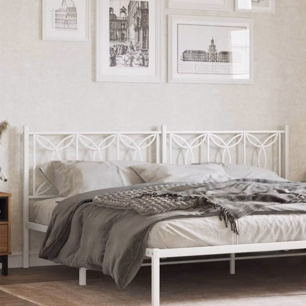 Berkfield Home Classic Metal Headboard in White, 200 cm – 2
