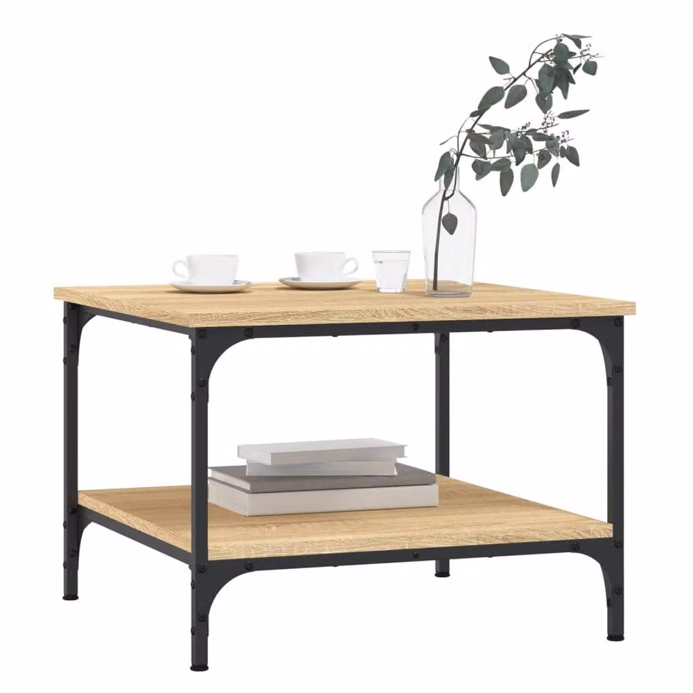 Berkfield Home Sonoma Oak Coffee Table in Light Brown, W/D/H: 55 x 55 x 40 cm – 3