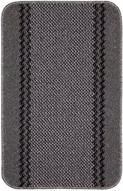 The Rug Shop UK Grey Striped Polypropylene Machine Washable Anti-Slip Floor Mat W: 67 cm, L: 180 cm