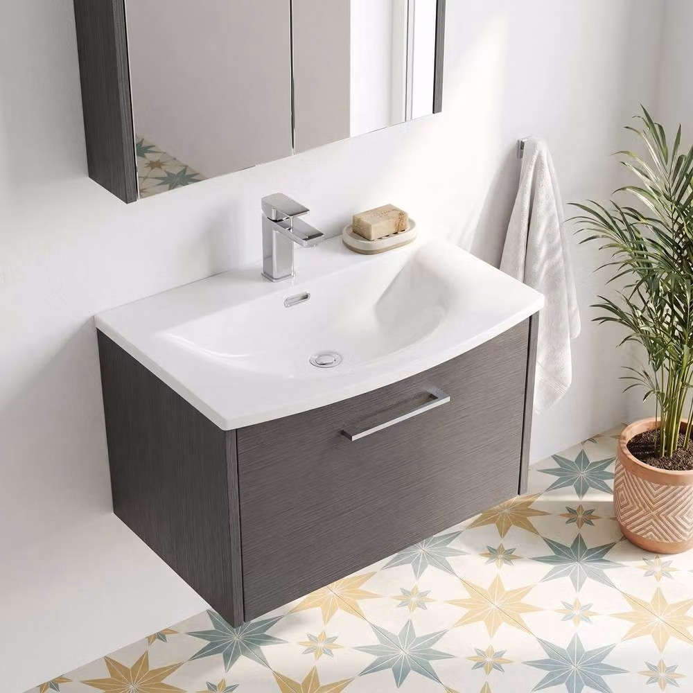 Balterley Winshill 1 Drawer Vanity Basin Unit, Dark Grey Woodgrain, Width: 60 cm – 3