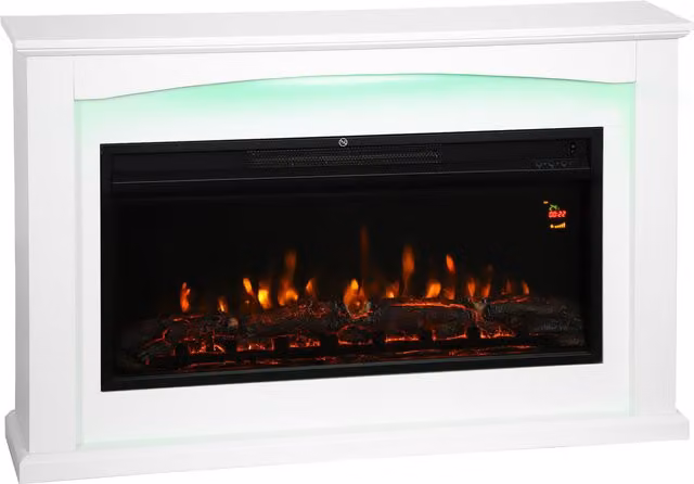 HOMCOM 2000W 5118 BTU Faux Flame Fireplace in White – 1