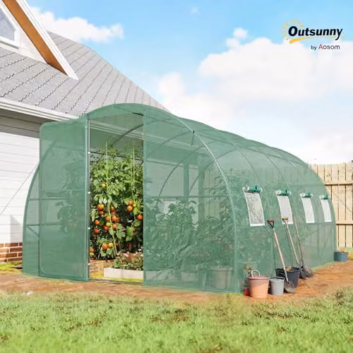 Outsunny Green Walk-in Polytunnel Greenhouse with Hinged Door and 8 Windows, W/D/H: 400 x 295 x 200 cm – 2