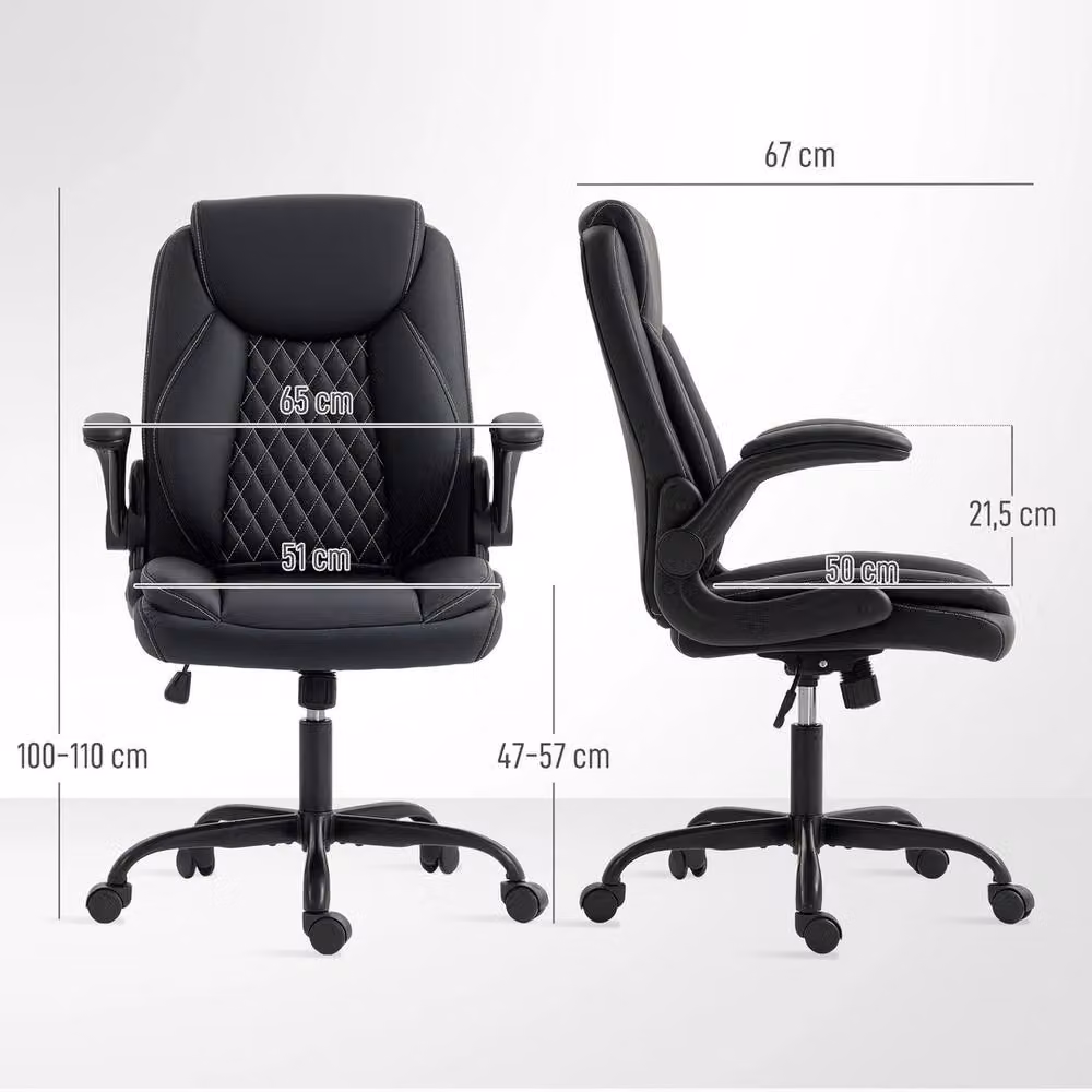 FORGEVIO Black PU Leather Executive Office Chair with Headrest and Armrests – 2