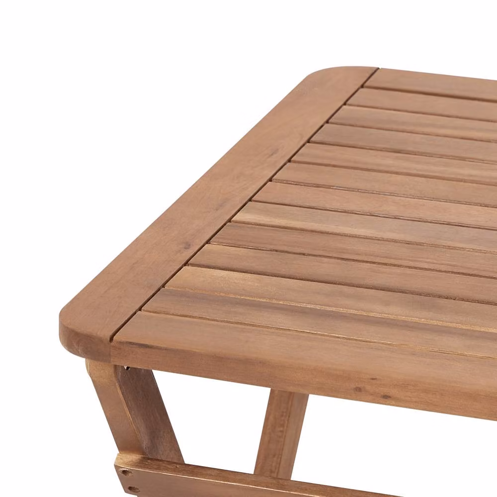 Wyld and Coco Rustic Acacia Wood and Steel Folding Garden Table, Brown, W/D/H: 60 x 60 x 72 cm – 4
