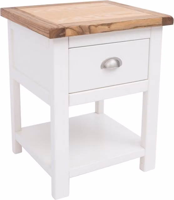 Cabinet Bits Lovere 1 Drawer Bedside Cabinet in Off White with Chrome Handle