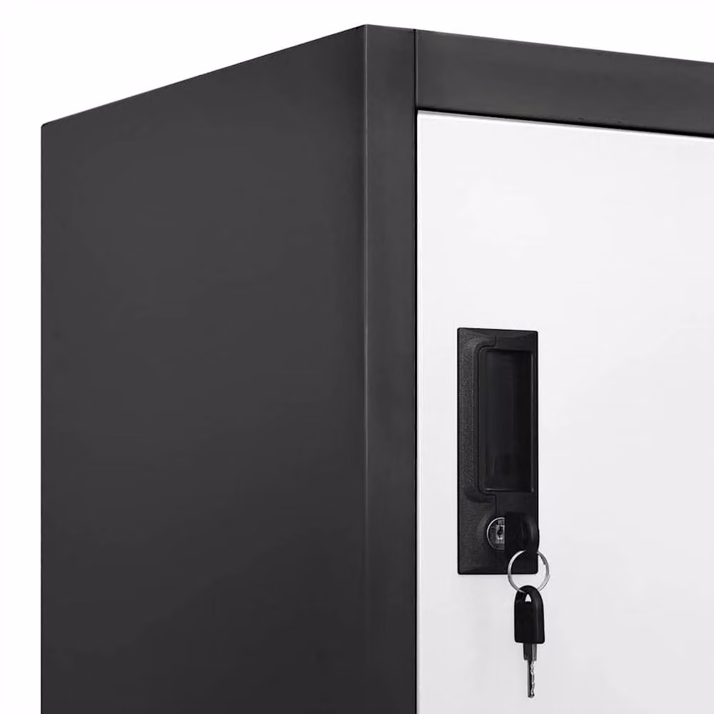 Berkfield Home Anthracite, White and Black Steel Locker Cabinet with Hinged Doors and Lock, W/D/H: 90 x 40 x 180 cm – 5