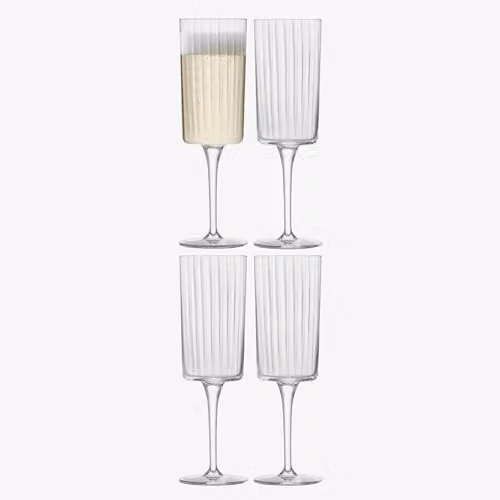 LSA International Gio Line Champagne Flute, Transparent, 210ml, Set of 4 – 2