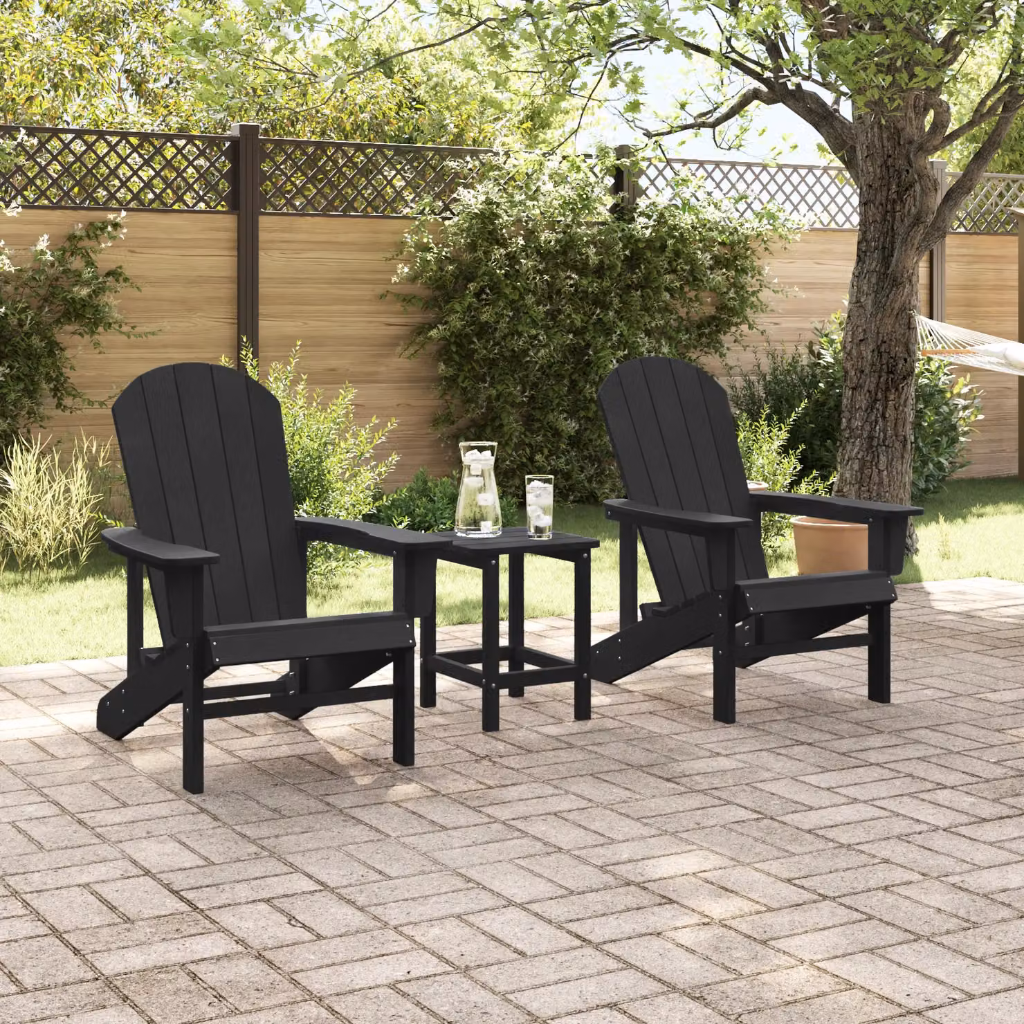 Berkfield Home Set of 2 Adirondack Chairs in Black HDPE, W/D/H: 74 x 82 x 90 cm – 3