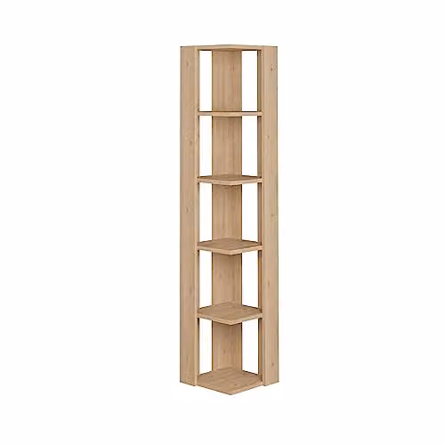 HOCUS PICUS 5 Tier Modern Corner Bookcase in Oak – 2