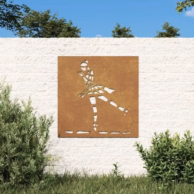 Berkfield Home Garden Ballet Dancer Corten Steel Wall Decoration, Brown, W/H: 55 x 55 cm – 1