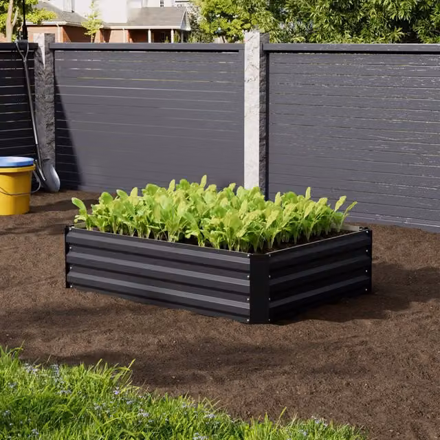 Breeins Galvanised Steel Outdoor Raised Planter Bed in Anthracite