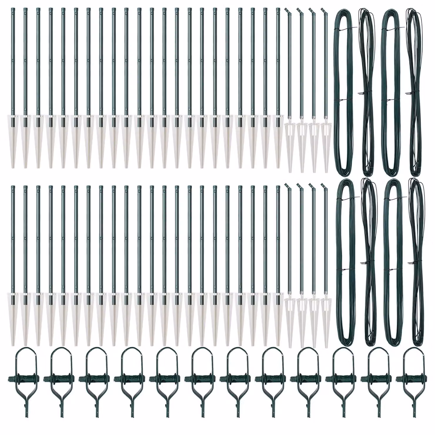 Berkfield Home 52-Piece Set of Green Galvanised Steel Round Fence Posts with Spikes, Height: 100 cm, Diameter: 32 mm – 2