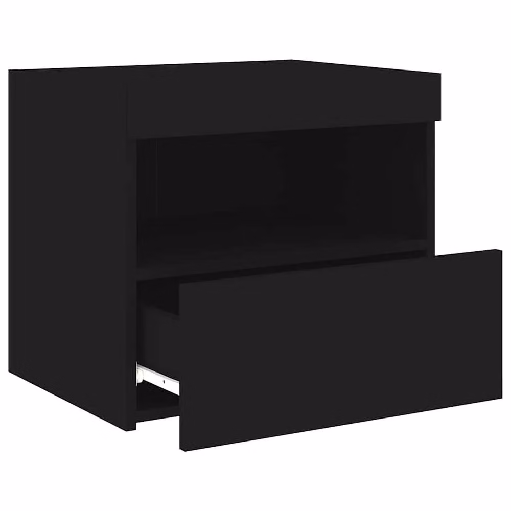 Berkfield Home Set of 2 Modern Black Bedside Cabinets with Integrated LED Lighting, W/D/H: 50 x 40 x 45 cm – 5