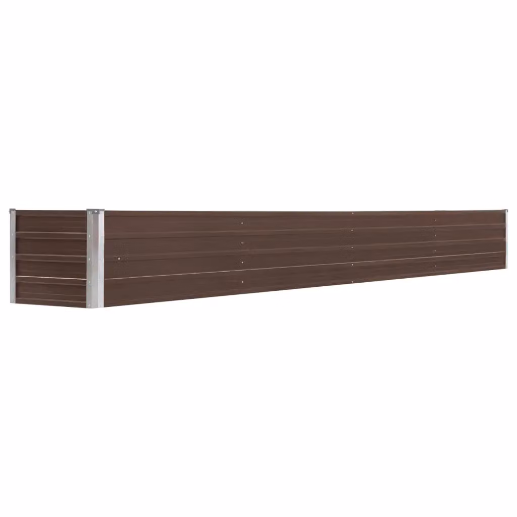 Berkfield Home Garden Brown Galvanised Steel Raised Bed, W: 320 cm, D: 40 cm, H: 45 cm – 2