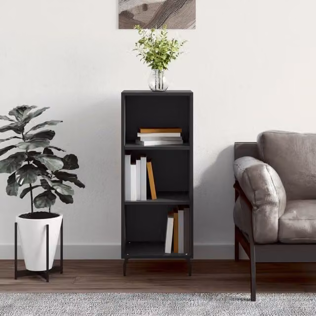 Berkfield Home Classic Black Sideboard in MDF, W/D/H: 34.5 x 32.5 x 90 cm