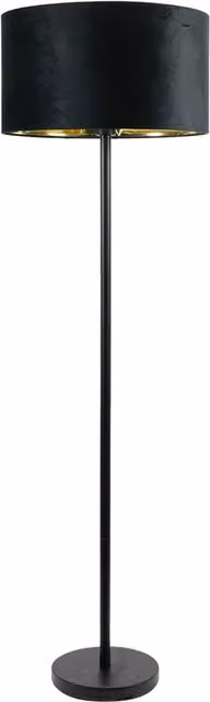 ValueLights Charlie Black Stem Floor Lamp with Black Velvet and Gold Inner Shade
