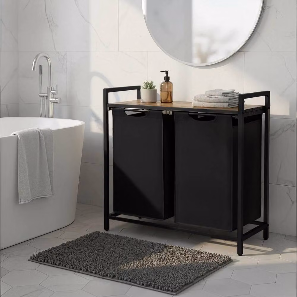 KORVIXA Clothes Hamper with Removable Bags in Black, Height: 100 cm – 3