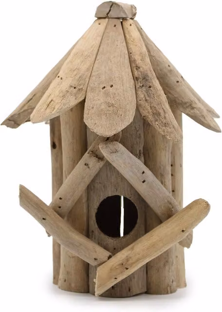 KDMK Handcrafted Organic Wood Hanging Birdhouse in Brown