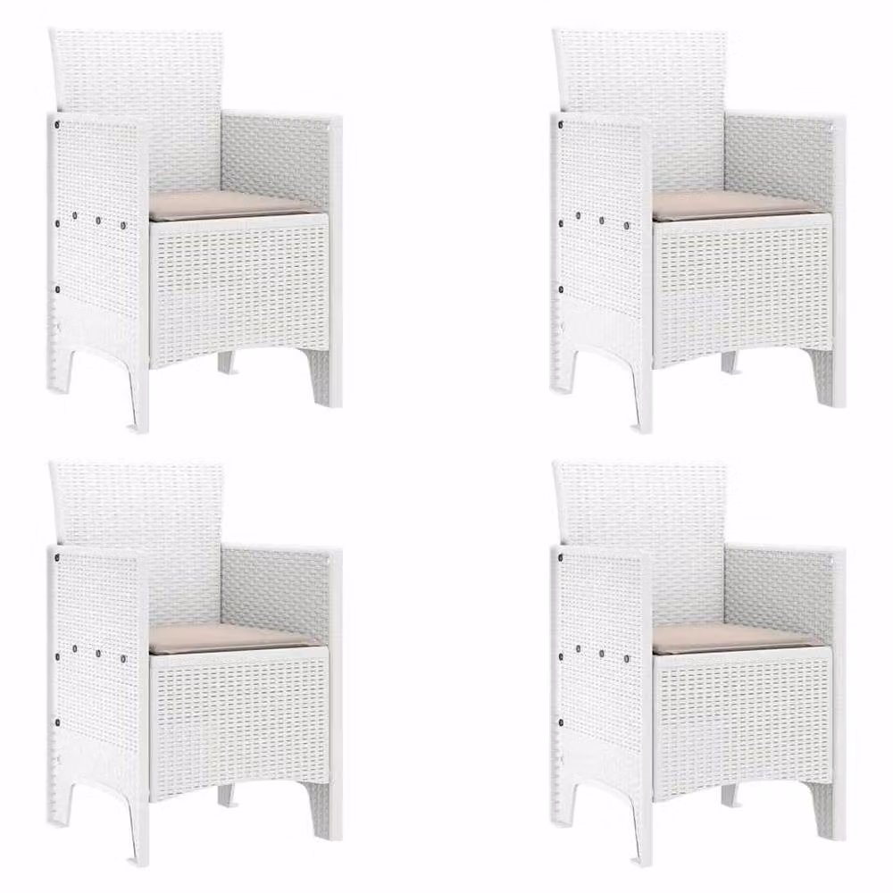 Berkfield Home Set of 4 Modern Polyrattan Garden Chairs in White with Taupe Cushions – 2