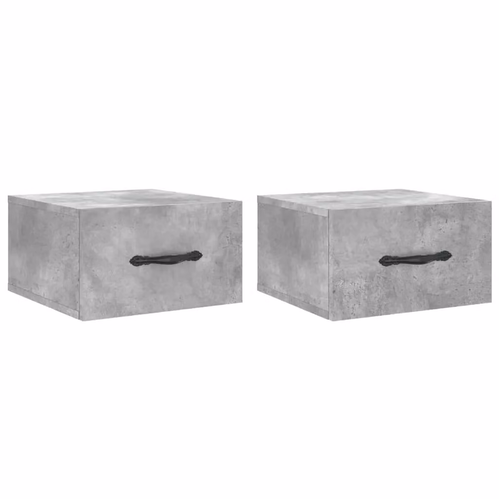 Berkfield Home Wall-mounted Bedside Cabinets, 2 Pieces, Concrete Grey, W/D/H: 35 x 35 x 20 cm