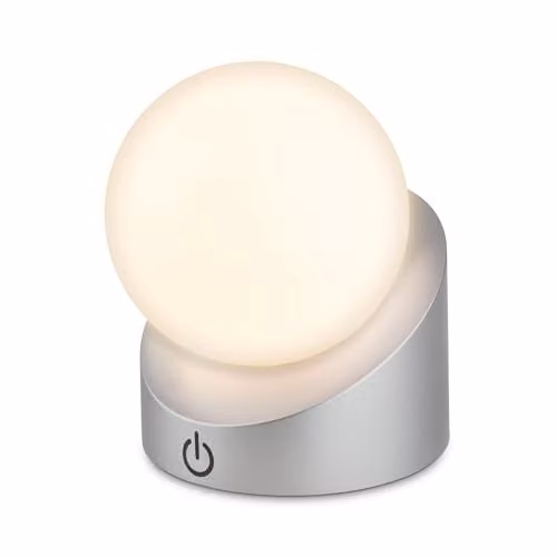 Briloner Mini LED Table Lamp, Chrome Matt, W/D/H: 10 x 8 x 9 cm