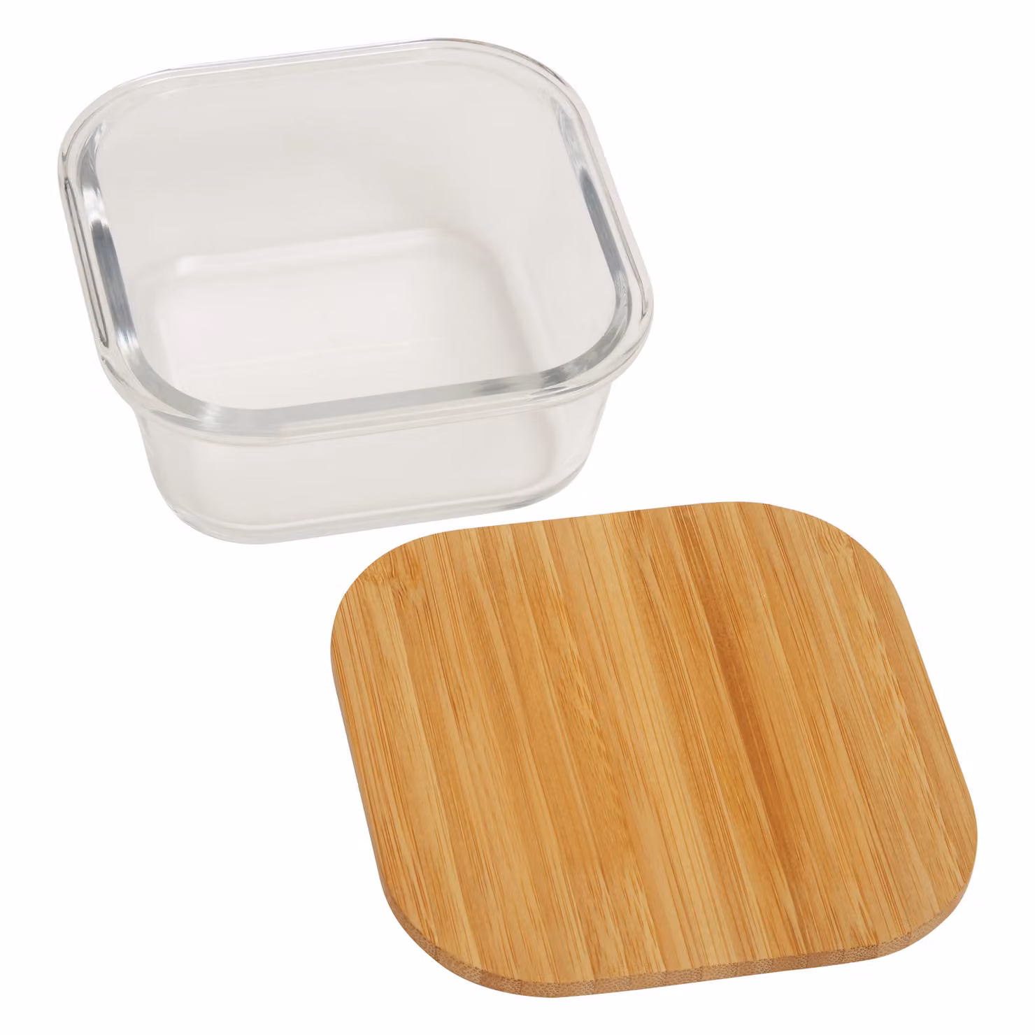 Orsina Airtight Square Glass Container with Bamboo Lid and Silicone Seal, 520ml, Transparent – 2