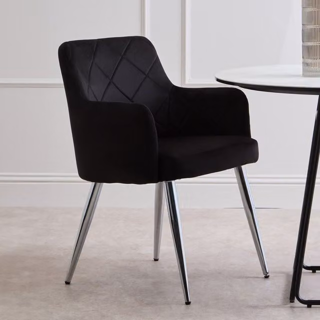 Interiors by Premier Modern Black Velvet Dining Chair – 2