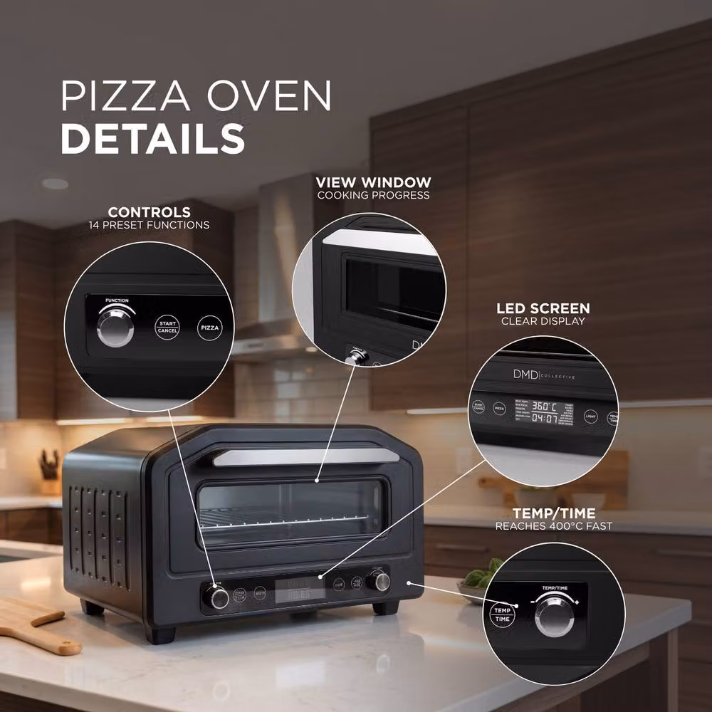 DMD Collective 17L Electric Pizza Oven and Air Fryer with Grill and Hot Air Functions, 400°C, Black – 6