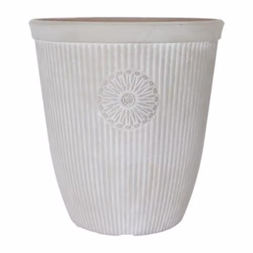 YouGarden Somerville Tall Pebble White and Grey Plastic Planter Tub, Height: 33 cm, Width: 33 cm – 1