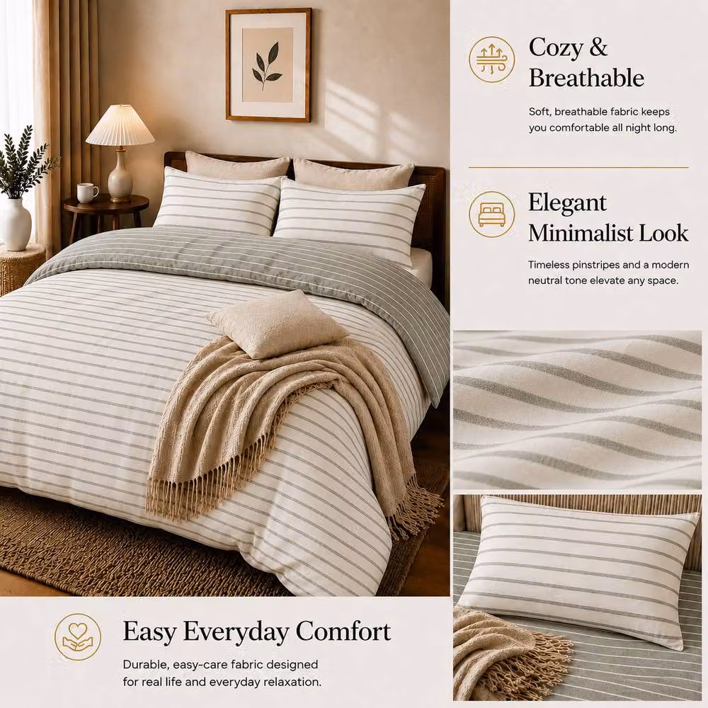 Grace Ultra Soft Reversible Microfibre Duvet Cover and Pillowcase Set in White, Super King, W/D/H: 200 x 200 cm – 4
