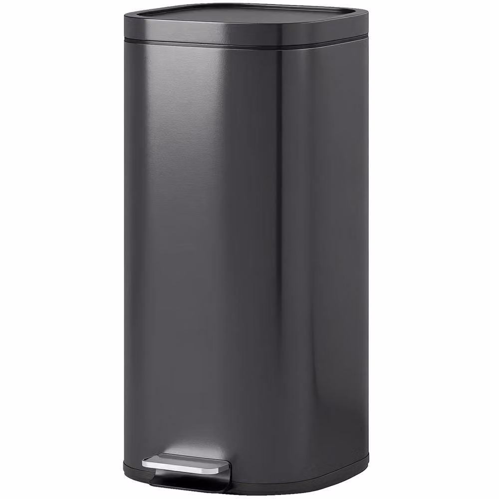 STILVORA 30L Black Metal Kitchen Bin with Soft-Close Flip Lid and Removable Inner Bucket – 4