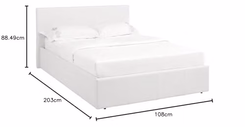 Direct Furniture Suppliers Luna 3ft Single Ottoman Bed in White Faux Leather with Gas Lift Storage, W/D/H: 108 x 203 x 88.5 cm – 2