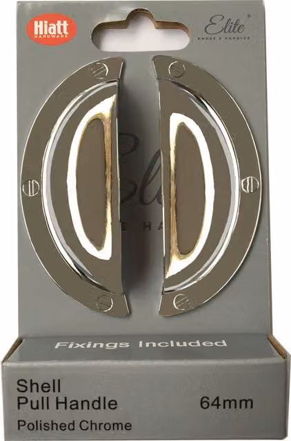 Elite Knobs & Handles Pack of 2 Shell Cup Cabinet Pull Handles in Polished Chrome Silver