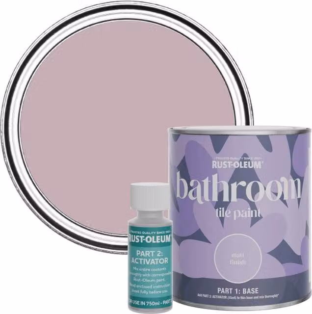 Rust-Oleum Bathroom Tile Paint in Matt Finish, Little Light Pink, 750ml