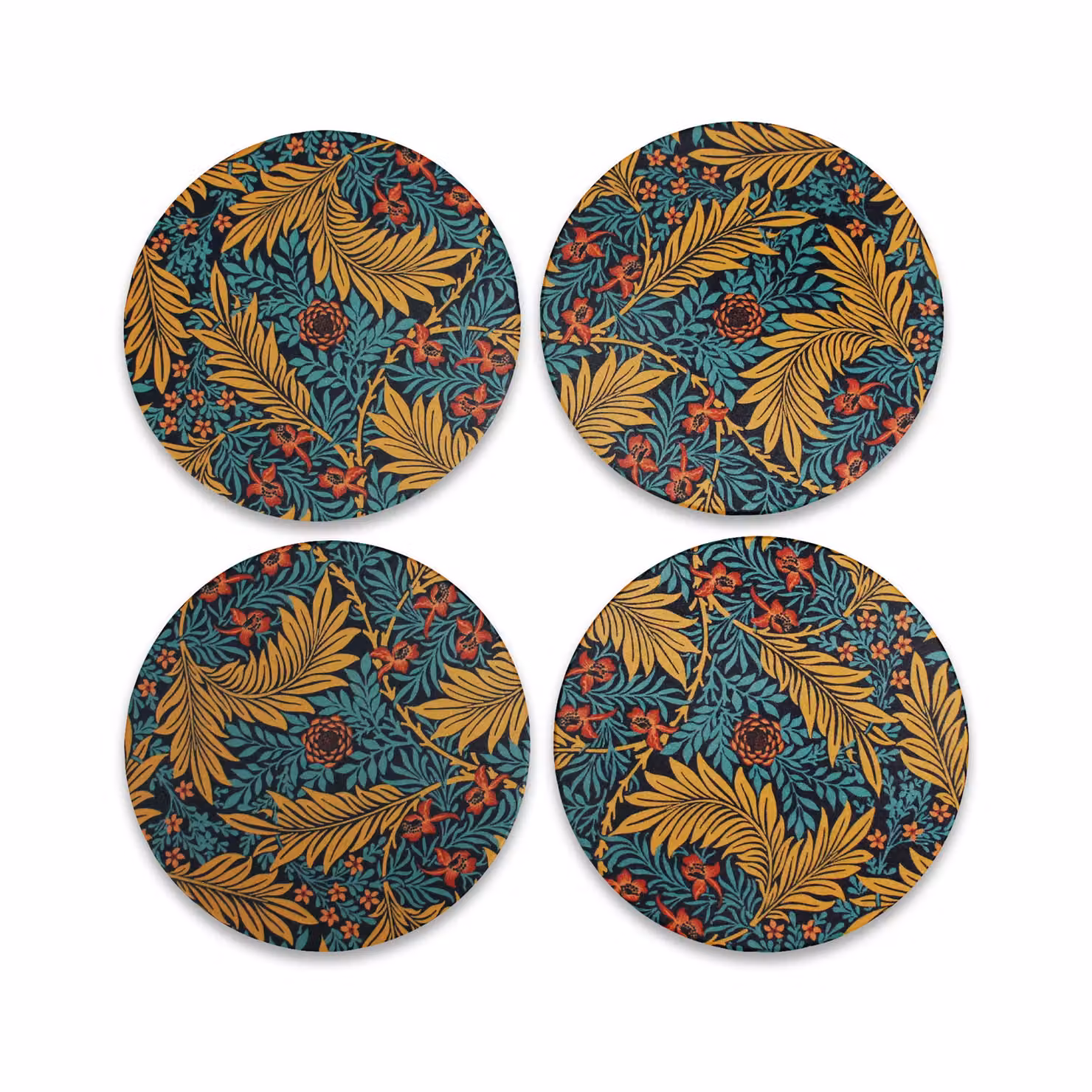 Half Moon Bay William Morris Floral Ceramic Coaster Set of 4 in Multicolour and Blue – 2