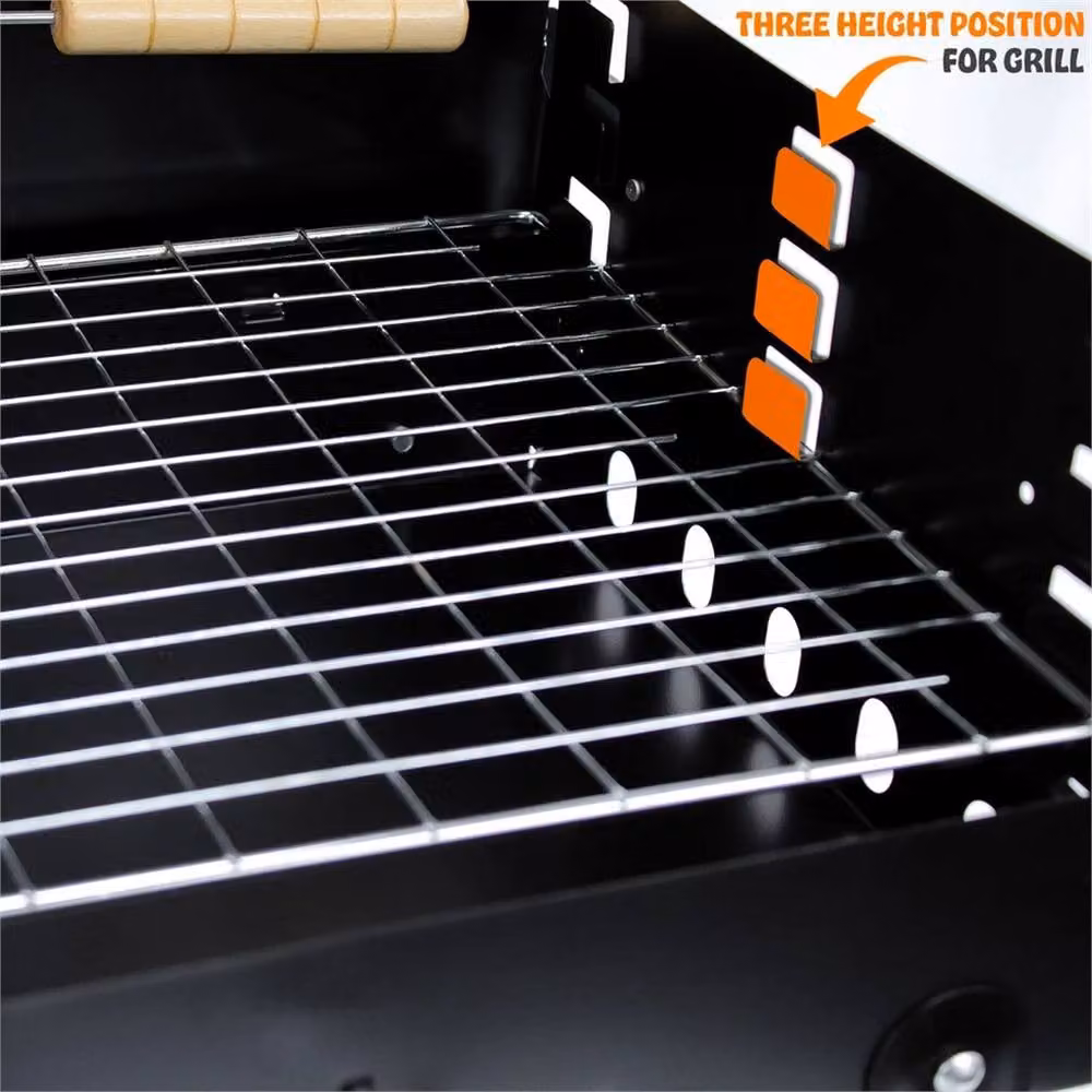 Nordara Suitcase Style Portable Charcoal BBQ Grill in Black, W: 100 cm, D: 60 cm, H: 43 cm – 4