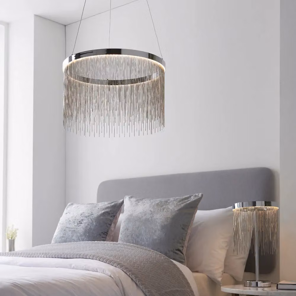 Loops Circular LED Ceiling Pendant Light Fitting in Chrome and Silver – 2